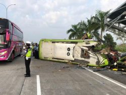 Bus Terguling di Tol Surabaya-Mojokerto, 14 Penumpang Tewas